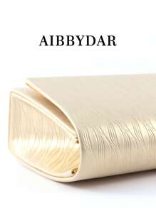 Elegant Women's Evening Handbag, Striped Polyester Tote Bag With Glitter Decor, Lightweight Crossbody Bag With Detachable Shoulder Strap, Magnetic Closure, Polyester Lining, Painted Edge Details, Suitable For Business, Formal Events, Parties - Gold/Silver Grey