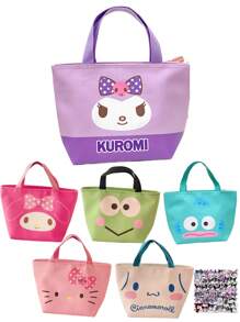 Sanrio 2 Peças Bolsas Cosméticas Cartoon Sanrio, Acompanhadas de Adesivos Sanrio, Capacidade Grande de 12,4"x 8,4", Múltiplas Cores e Estilos para Escolher, Pode Armazenar Cosméticos, Roupas, Alimentos, Ótimo para Viajar