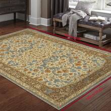 [Crystal Velvet 700g/㎡ Embossed Bottom 5mm Thick] Vintage European Style Floral Pattern Modern Carpet For Living Room, Kitchen, Bedroom, Study, Bathroom