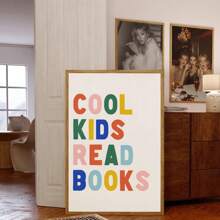1pc, Canvas Hanging Picture, Framed Decorative Painting, Poster, Wall Art, Chic And Cool Young People Love Reading Canvas Wall Art - Bright Colors, Simple Design, Suitable For Game Rooms, Classrooms And Home Decor - Perfect For Young People's Rooms And Living Spaces Gifts Birthday Graduation