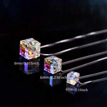 50pcs Shiny Artificial Crystal Cube Beads 4/6/8mm - Ideal For DIY Jewelry Making, Bracelets, Necklaces, Earrings - Craft Materials For Small Businesses - New AB - View 6
