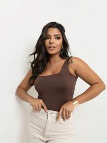 Kit 3 Body Bory Bori Women's Jumpsuit Square Neck Tank Top Thick Strap Winter Colors Suplex Double Layer Basic Travel Party Gift Beach Immediate Shipping Black Beige Brown Gray - M/N/灰色 - 查看 4