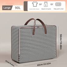 1pc Houndstooth Pattern Tote Storage Bag, Minimalist Design Non-Woven Fabric Rectangular Large Capacity Seasonal Clothes Quilt Storage Bag, Thick Dustproof Moisture-Proof Travel Luggage Bag, Large Capacity Home Organizer Bag, For Home Use