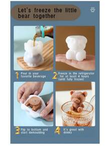 A Cute Bear Ice Cube Mold Silicone Ice Cube+Three-Dimensional Bear Shape Can Also Be Used For Beauty And Skin Care. Silicone Ice Roller Face And Eye Ice Roller, Silicone Beauty Ice Roller Skin Care Tool, Facial Massage Ice Mold Skin Care, Reusable Ice Roller To Reduce Swelling.