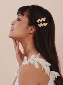 2 chiếc kẹp tóc hình lá bằng kim loại, phụ kiện tóc đơn giản và đa năng dành cho nữ, kẹp tóc càng cua bằng hợp kim kẽm, đồ dùng học tập, phụ kiện đội đầu, ghim cài tóc. - Nhiều màu - Xem 3