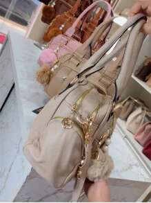 Women Travel Bag Lightweight Small Multi-Pocket Portable Messenger Bag Large Capacity For Daily Commuting Bowling - 粉色 - 查看 4