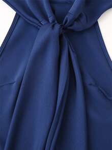 Silk-Like Halter Neck Dress DS00989CC - Blue - View 4