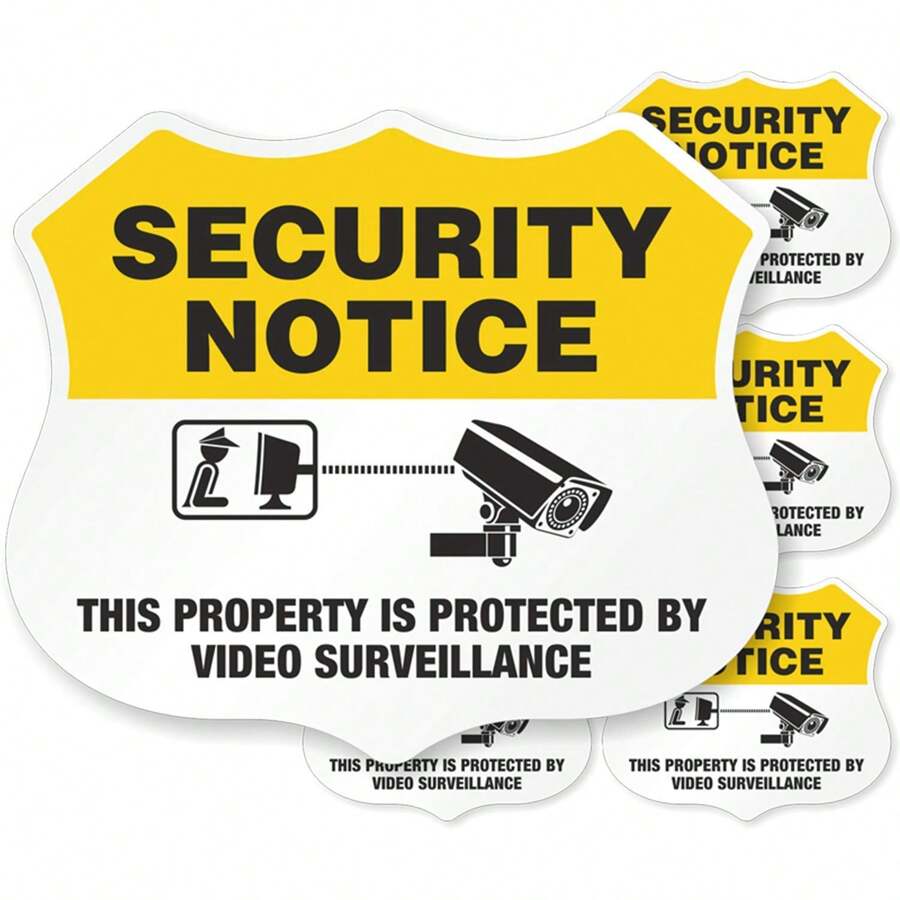 5pcs "Under Video Surveillance" Safety Warning Stickers, 2.75 Inch X 3.25 Inch, Reflective Adhesive Labels - Multicolor - View 1
