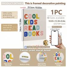 1pc, Canvas Hanging Picture, Framed Decorative Painting, Poster, Wall Art, Chic And Cool Young People Love Reading Canvas Wall Art - Bright Colors, Simple Design, Suitable For Game Rooms, Classrooms And Home Decor - Perfect For Young People's Rooms And Living Spaces Gifts Birthday Graduation