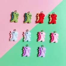 10pcs Random Assorted Colorful Cartoon Mini Dinosaur Beads, Suitable For DIY Jewelry Making Pendants Earrings Necklaces Bracelets Keychains Bag Charms, Resin Crafting Supplies