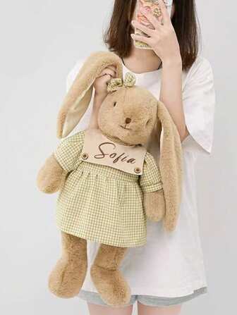 1 pieza Conejito de Pascua personalizado, Nombre personalizado, Muñeco abrazable, Muñeco de conejo lindo, Muñeco calmante para dormir, Muñeco de trapo, Regalo de cumpleaños para niños, Multifuncional, Reutilizable, Ornamental, Exquisito, Elegante, Adorable, Colorido, Lindo, Divertido, Personalizado, Único, Regalo ideal para ella, Regalo ideal para él, Para aniversarios, Para cumpleaños, Regalo único, Perfecto para la decoración del hogar