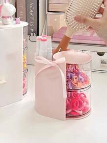 1pc Children's Hair Accessory Storage Box, Rotatable Multi-Layer Hair Accessory Box, Transparent Dustproof Hair Ring Storage Tray, Girls' Hair Clip Headband Rubber Band Hair Band Storage Rack, Multifunctional Comb Storage Box, Cosmetics Box, Pen Box - Multicolor - View 3