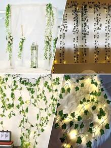 1pc/12pcs Artificial Ivy Vines With Fairy Lights, Suitable For Room Decor, Curtain Decor, Wall, Bedroom, Wedding, Birthday Party Decoration Gifts Graduation,Fake Plants