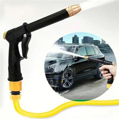 1pc High Pressure Water Gun, Multi-Pattern Garden Hose Nozzle Sprayer, Plastic Car Wash, Floor Cleaning And Pet Shower Tools