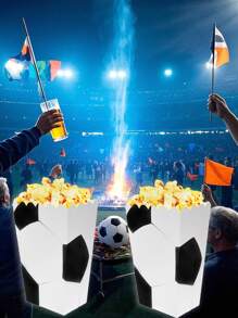 10/12/24 Pcs Sports Soccer Party Popcorn Boxes Popcorn Bags Buckets Container Holder Sport Party Favors For Sport Supplies Decorations
