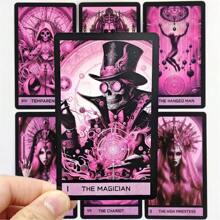 Pink Gothic Theme 10.3*6cm Tarot Card Set, 78pc English Edition, Paper Materials, Divination And Prediction, Spiritual Journey And Destiny Exploration, With Art Gothic Style, Suitable For 14 Years Old+, The Best Choice For Party Party Games And Holiday Gifts