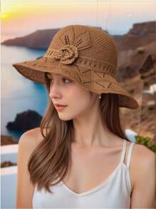 2025 女士可折叠草编太阳帽 - UPF 50+ 夏季海滩配件，4 种颜色，小巧时尚，适合户外、公园和旅行 - 彩色 - 查看 6