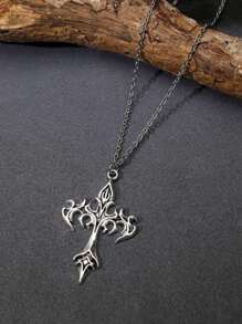 Dây chuyền thép không gỉ hình ngôi sao Cubic Zirconia phong cách Gothic cổ điển dành cho nam và nữ - Bạc - Xem 4