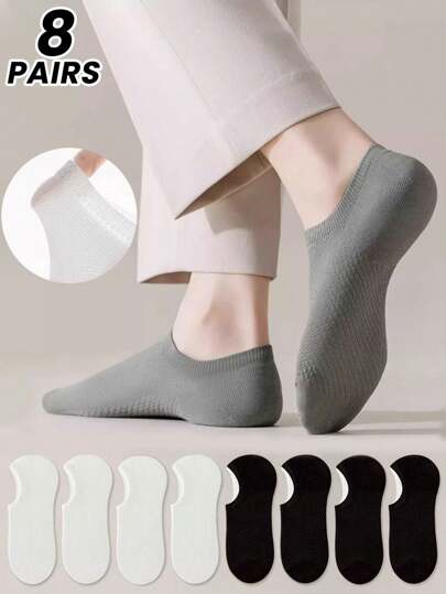 1/3/6/8 Pairs Men's Thin Mesh Ankle Socks, Non-Slip, Odor-Resistant, Breathable, Silicone, Suitable For All Seasons