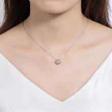 Moissanite Necklaces For Women, 1-3 CT Solitaire Pendant 925 Mother's Day Wedding Gifts For Her2025 - 圓形光環-1CT - 查看 7