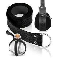 3pcs Viking Leather Waist Belt Pouch Set, Medieval Style Bottle Costume Accessories Viking Belt Kit, With Bottle For Viking Warrior Cosplay Halloween Costume Props Prom - Brown - View 5