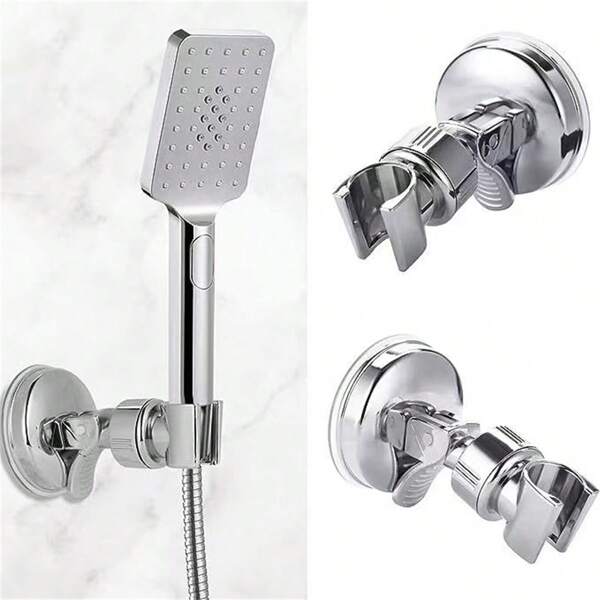 Shower Bracket Rotatable Shower Bracke 360°Adjustable Universal Hand Shower Holder Suction Cup Holder Full Plating Shower Rail Head Holder Bathroom Bracket Bathroom Accessories