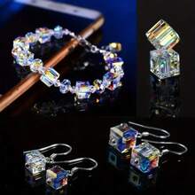 50pcs Shiny Artificial Crystal Cube Beads 4/6/8mm - Ideal For DIY Jewelry Making, Bracelets, Necklaces, Earrings - Craft Materials For Small Businesses - New AB - View 7