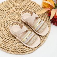 1 双婴儿珍珠亮片编织公主风格软底可爱凉鞋，夏季 - 杏色 - 查看 11