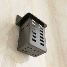 1 件免钻孔壁挂式浴室收纳架 - 节省空间的储物架，适用于小物品和工具，黑色/白色，适用于马桶、淋浴、水槽、淋浴架