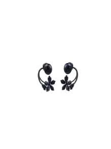 1 Pair Black Flower & Faux Pearl Earrings, Korean Style Stud Earrings, Unique High-End Niche Earrings For Autumn/Winter