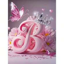 Set per decorazione fai-da-te con pittura di diamanti, lettere corona, strass, mosaico, farfalla, alfabeto, pittura di diamanti, arte da parete, artigianato decorazione per la casa