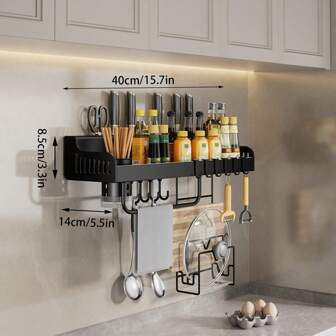 Estantería de cocina, soporte de pared multifuncional para palillos y cuchillos, estante colgante de almacenamiento para el hogar