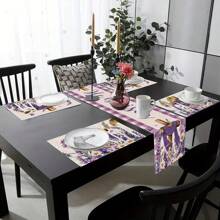 2/4-6pcs Black & Gold Element Placemats - Suitable For Farmhouse Style Tableware, Anti-Slip Linen Placemats With Sunflower Plaid Floral Pattern, Heatproof Kitchen Washable Tablemats, Dinner Party Decoration, Holiday Accessories - Multicolor - View 5