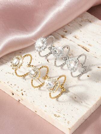 1pc Titanium Steel Fashion European Style Elegant Delicate Luxury Zirconia Ring, Fully Paved Rhinestones Cute Minimalist Versatile Ring, Suitable For Daily, Party, Engagement, Dating, Vacation Wear, Adjustable For Women, Valentine's Day, Women's Day Gift