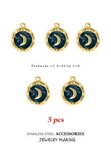 3/5pcs Gold Color Stainless Steel Enamel Charms Pendants For DIY Earrings Necklace Jewelry Making Supplies Handcrafted Oil Dripping Personalized