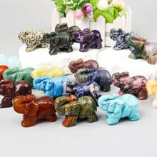 Estatuilla de elefante de cristal tallada a mano, decoración del hogar, cuarzo rosa Natural, amatista, animal artesanal, adorno feng shui WUYG - Estás sentado - Ver 12