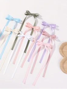 10 件随机颜色女士涤纶彩色蝴蝶结发夹，蕾丝，优雅，芭蕾，Y2K 仙女发饰，适合日常使用
