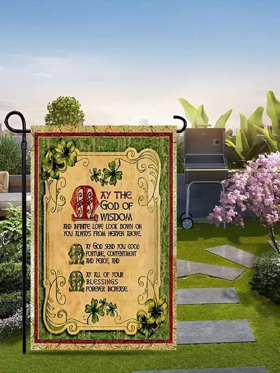 1 szt. Flaga ogrodowa koniczyna na dzień św. Patryka do dekoracji podwórka, inspirująca dekoracja świąteczna na zewnątrz