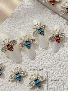 10pcs 3D Crystal Rhinestone Luxury Bee Nail Charms - Metal Nail Art Jewelry For DIY Manicure Decor - Unscented Diamond Design Craft Decoration With Vibrant Nail Decor And Rhinestone Embellishments