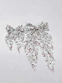 2pcs Ditsy Floral Sweet Bowknot Spring Clamps Hair Clips Set, Easy To Style For Voluminous Look - Multicolor - View 9