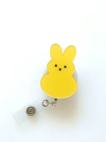 1pc Easter Bunny Bunny Acrylic Badge Scroll, Retractable PMMA Nurse ID Holder With Alligator Clip, Colored Bunny Brooch, Name Badge Holder Holder, Cute Holiday Badge Roll For Nurses And Office Use, Easter Party Accessory