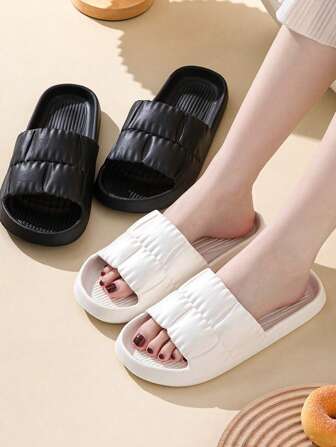 1 双 EVA 夏季拖鞋，简约室内/户外家居浴室软底防滑厚底拖鞋，柔软花底凉鞋