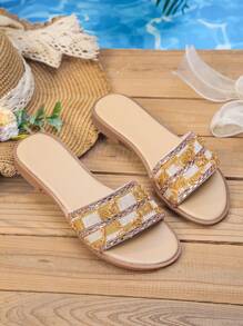 1 Pair Glitter Summer Girls Flat Anti-Slip Fashion Sandals
