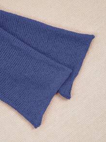 Plus Size Women Casual Loose Solid Color 3/4 Sleeve Sweater - Blue - View 6