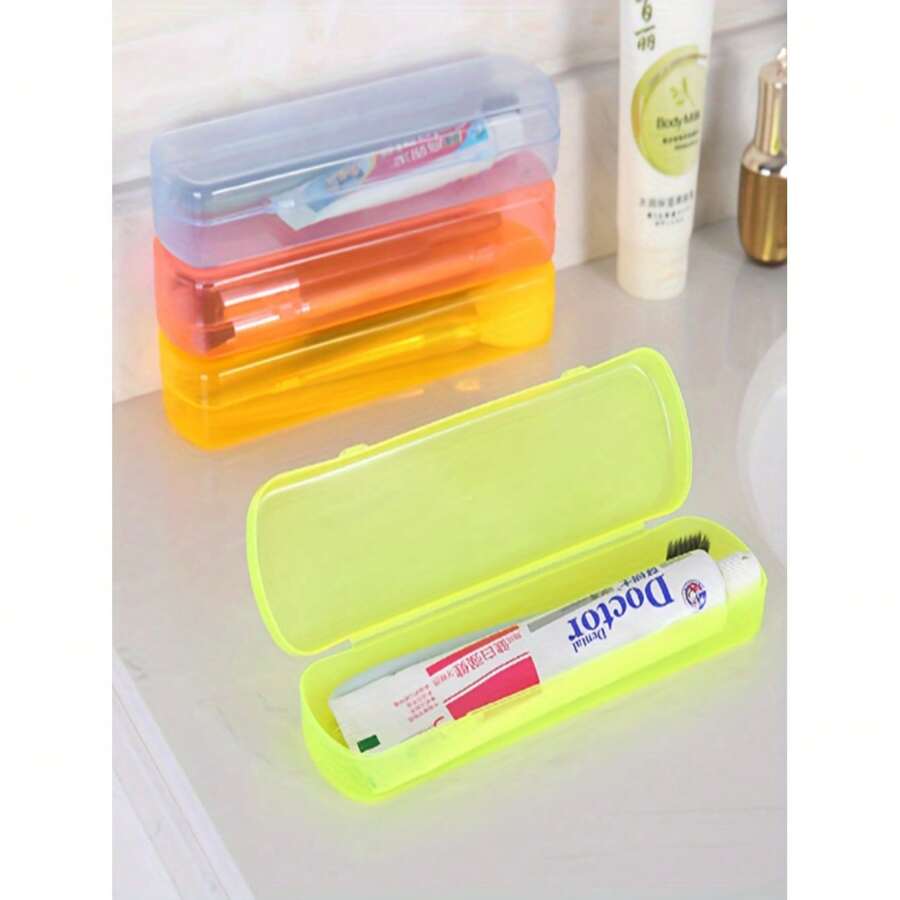 1/2/3/5件多功能收纳盒旅行便携式牙刷收纳盒糖果色洗漱用品收纳盒商务旅行户外旅行用品家庭整理家用收纳盒