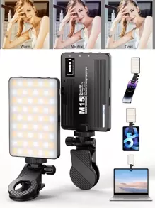 Luce per selfie ricaricabile, Luce di riempimento per telefono con molletta, Luce video portatile e rimovibile con molletta per selfie, trucco, live streaming, compatibile con iPhone, Android, iPad, smartphone, Luce LED portatile dimmerabile, per fotografia, selfie, registrazione video, videoconferenze