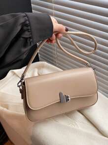 Effen kleur modieuze PU vierkante oksel tas, schoudertas casual veelzijdige minimalistische crossbody tas, lichtgewicht zakelijke vrouwen handtas met klep, geschikt voor meisjes, dames, studenten, kantoorpersoneel, zakelijke gelegenheden