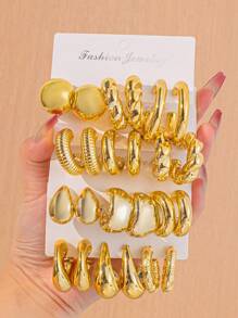 24 件时尚休闲几何 C 形水滴耳环