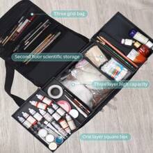 Large Makeup Train Case, 4 Trays Professional Nail Organizer Case For Nail Kits For For Nail Tools Jewelry MakeUp Brushes, Travel Makeup Organizer Bag With Adjustable Strap,Gifts For Women,Christmas Gifts,Gift Ideas For Women - Black - View 3