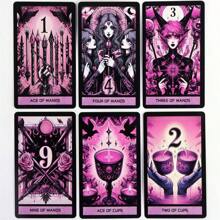 Pink Gothic Theme 10.3*6cm Tarot Card Set, 78pc English Edition, Paper Materials, Divination And Prediction, Spiritual Journey And Destiny Exploration, With Art Gothic Style, Suitable For 14 Years Old+, The Best Choice For Party Party Games And Holiday Gifts